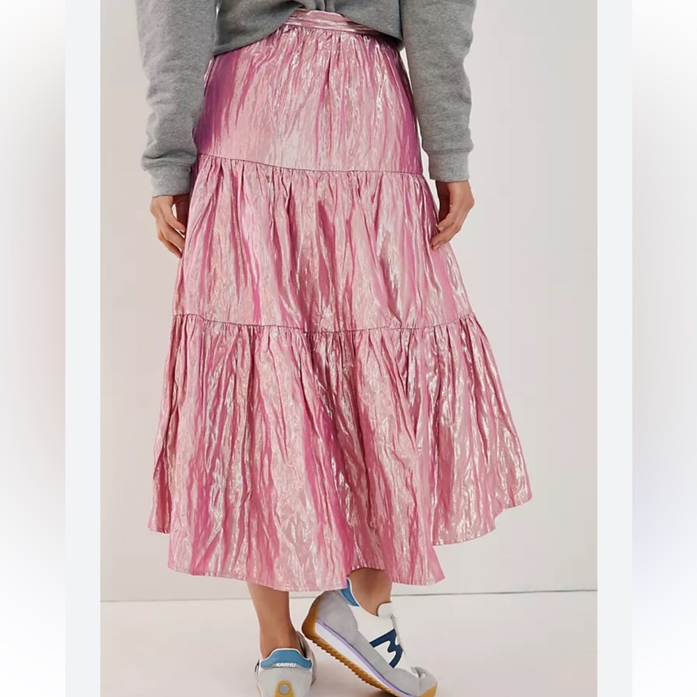 Anthropologie Maeve  Alicia Crinkled Metallic Maxi Skirt - Size 8 - Picture 2 of 7
